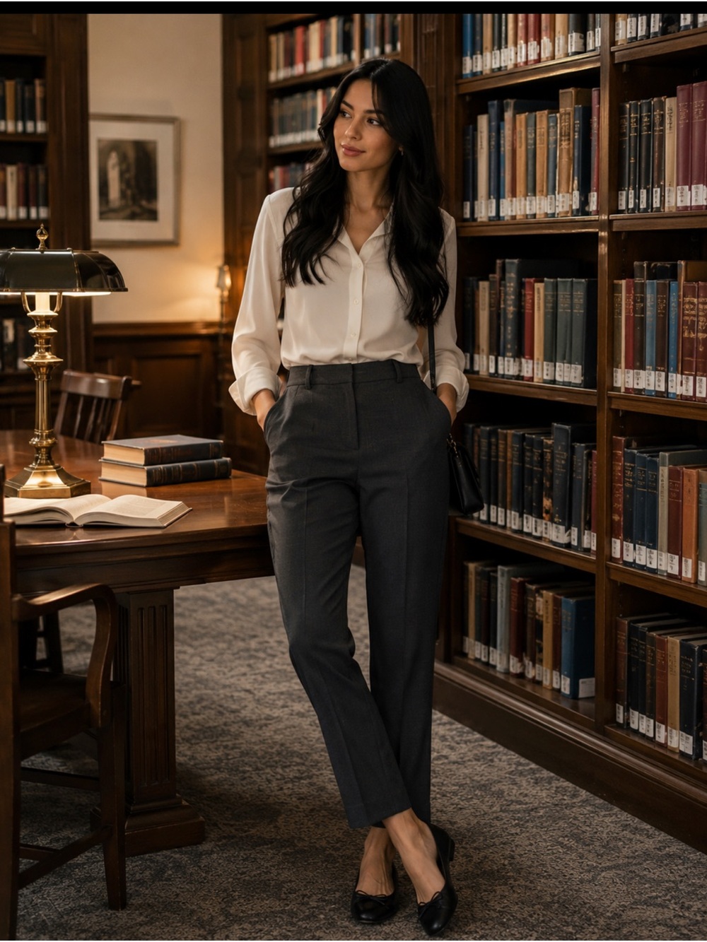 Ann Taylor Charcoal High-Waist Tailored Trousers